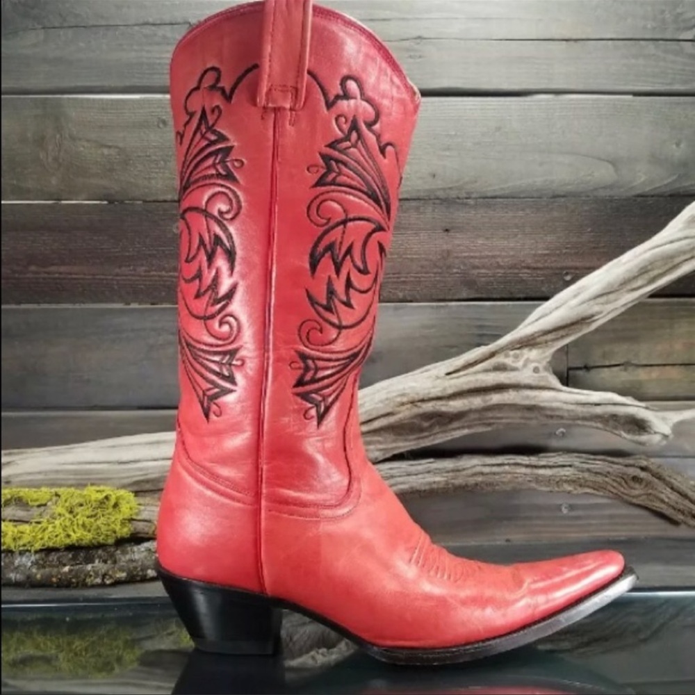 Lane Red Leather Cowboy boots womens size 7.5